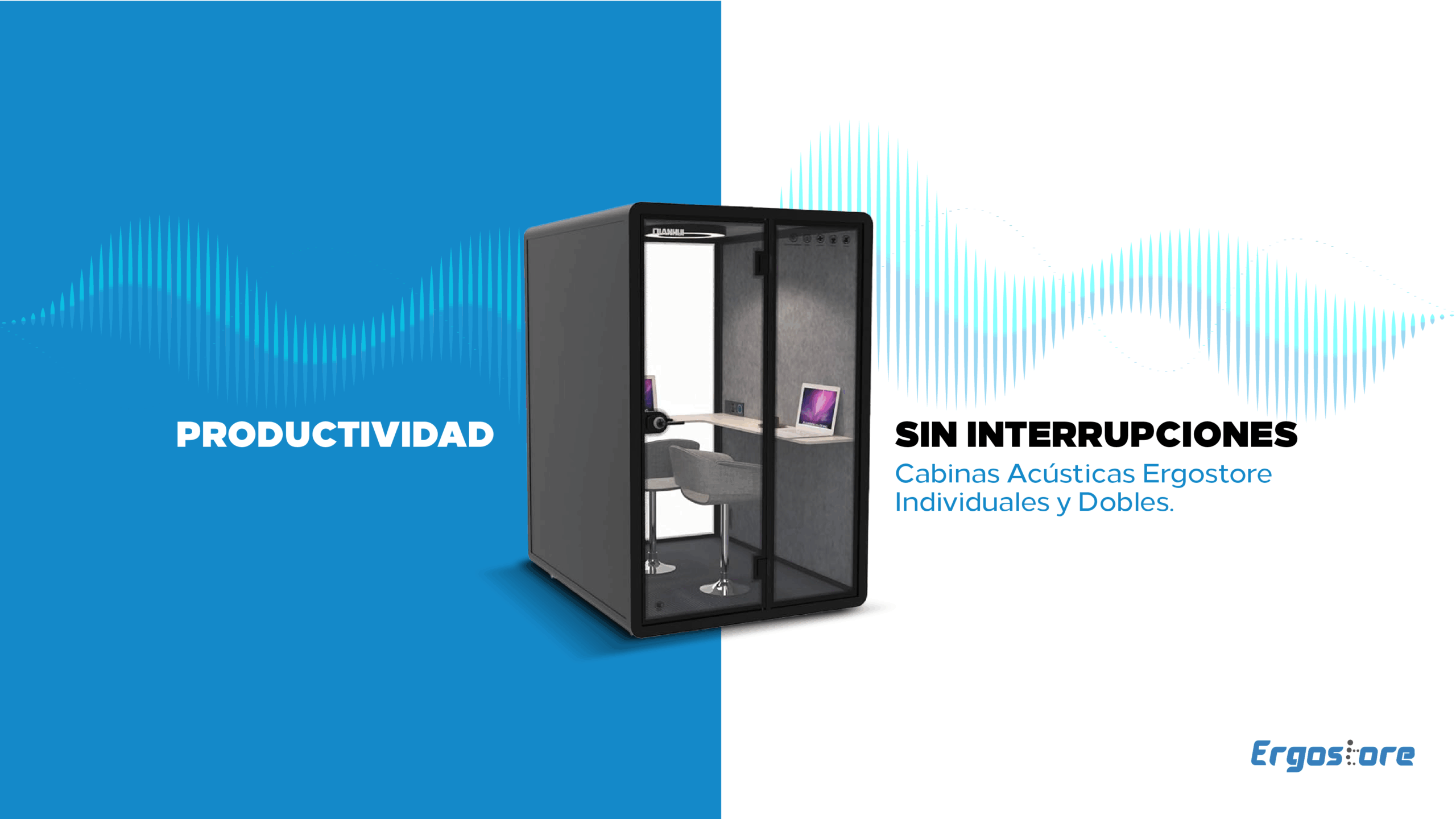 Cabinas acusticas ergostore, cabinas dobles, cabinas individuales, silencio, tranquilidad