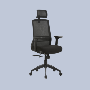 Silla ergonómica One Sit Tossy Full negra con respaldo en malla y cabecero