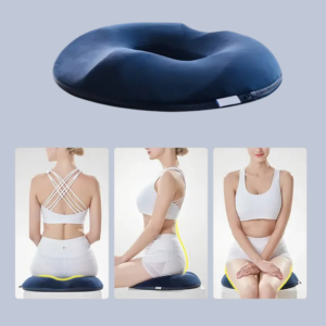 Cojín antiescaras picarón ortopédico de espuma viscoelástica memory foam color azul para alivio de coxis.